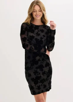 Minikleid aus feinem Mesh mit Flockprint