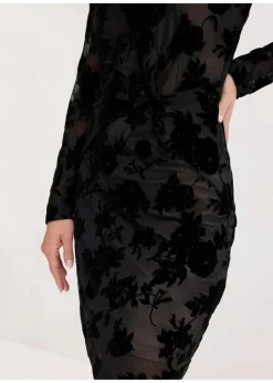 Minikleid aus feinem Mesh mit Flockprint