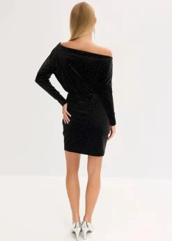 Minikleid aus fließendem Samt und Glitzer