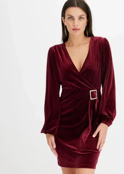 Minikleid aus softem Samt im Wickeloptik