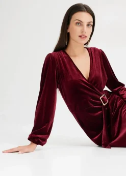 Minikleid aus softem Samt im Wickeloptik