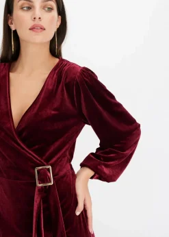 Minikleid aus softem Samt im Wickeloptik