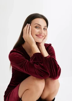 Minikleid aus softem Samt im Wickeloptik