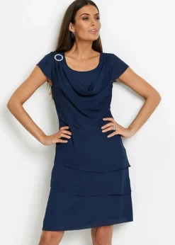 Minikleid im Lagen-Look mit dekorativem Accessoire