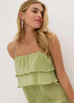 Minikleid mit Plissee und Strass-Trägern