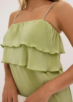 Minikleid mit Plissee und Strass-Trägern