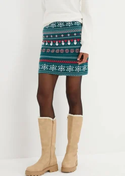 Minirock mit Norwegermuster aus Baumwoll-Elasthan-Mix