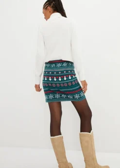 Minirock mit Norwegermuster aus Baumwoll-Elasthan-Mix