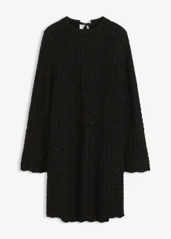 Mini-Strickkleid mit Satin-Schleife und leichter Transparenz