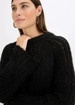 Mini-Strickkleid mit Satin-Schleife und leichter Transparenz