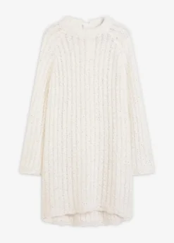 Mini-Strickkleid mit Satin-Schleife und leichter Transparenz