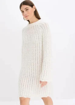 Mini-Strickkleid mit Satin-Schleife und leichter Transparenz