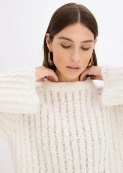 Mini-Strickkleid mit Satin-Schleife und leichter Transparenz