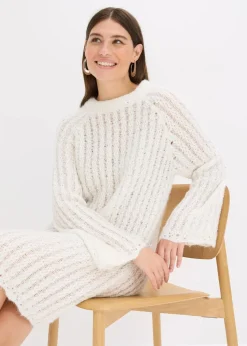 Mini-Strickkleid mit Satin-Schleife und leichter Transparenz