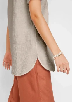 Musselin Long-Tunika aus reiner Baumwolle