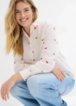 Musselin-Bluse mit Herzen