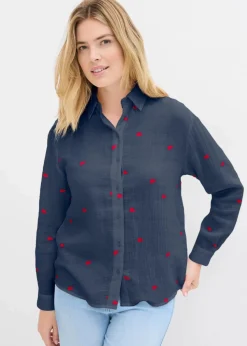 Musselin-Bluse mit Herzen