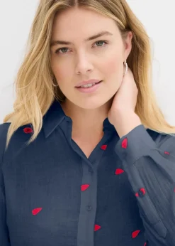 Musselin-Bluse mit Herzen