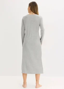 Nachthemd aus Rippe mit Knopfleiste