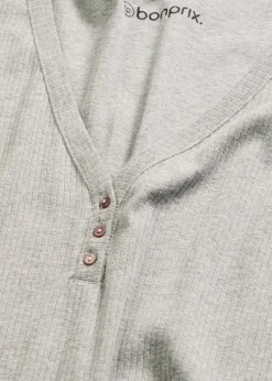 Nachthemd aus Rippe mit Knopfleiste