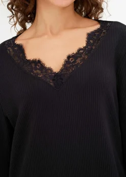 Nachthemd aus Rippe mit Spitze