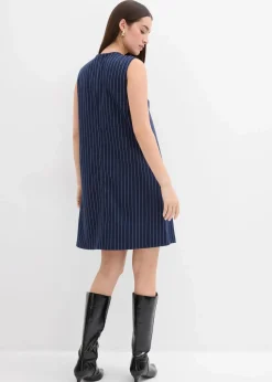 Nadelstreifen Minikleid aus Viskose-Mix
