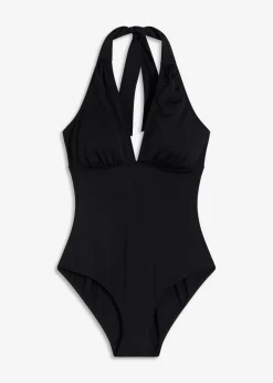 Neckholder-Badeanzug mit tiefem V-Ausschnitt