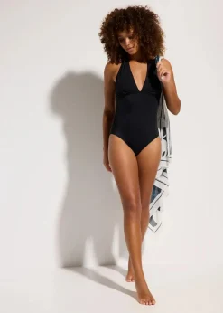 Neckholder-Badeanzug mit tiefem V-Ausschnitt