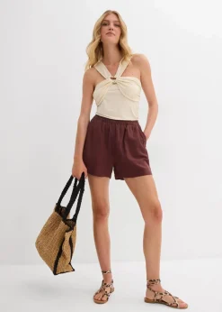 Neckholder-Top mit gehämmerter Deko-Schnalle