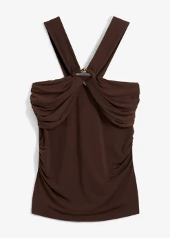 Neckholder-Top mit gehämmerter Deko-Schnalle