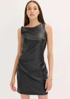 Offshoulder Minikleid in Lederimitat