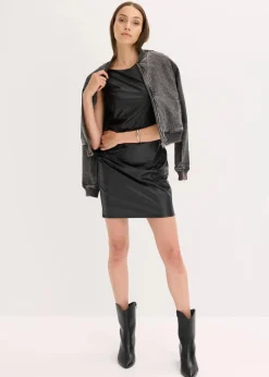 Offshoulder Minikleid in Lederimitat