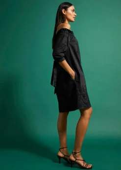 Off-Shoulder-Kleid aus reiner Baumwolle mit Lochstickerei