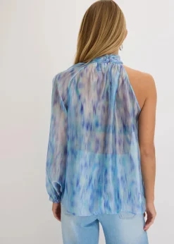 One-Shoulder Chiffonbluse mit leichter Transparenz