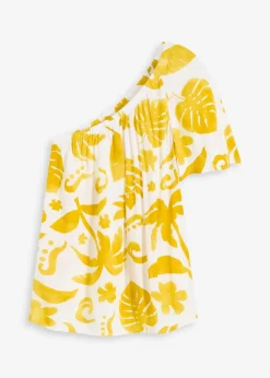 One-Shoulder-Bluse aus strukturierter Viskose