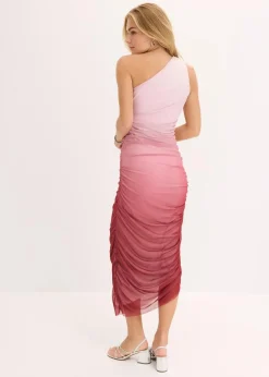 One-Shoulder-Kleid mit Mesheinsatz