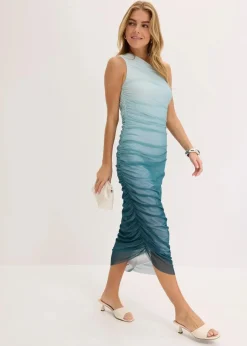 One-Shoulder-Kleid mit Mesheinsatz