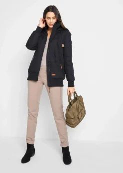 Outdoorjacke mit Lederimitat-Details