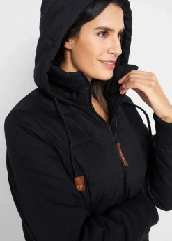 Outdoorjacke mit Lederimitat-Details