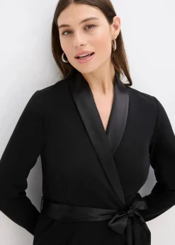 Overall aus strukturiertem Crepe mit Satin-Einsatz