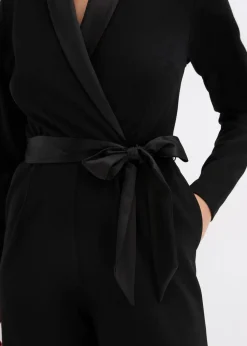 Overall aus strukturiertem Crepe mit Satin-Einsatz