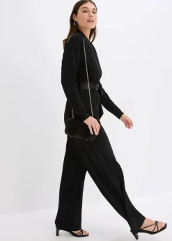 Overall aus strukturiertem Crepe mit Satin-Einsatz