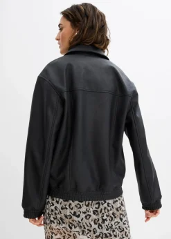 Oversize Lederimitat-Jacke