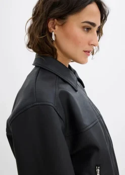 Oversize Lederimitat-Jacke