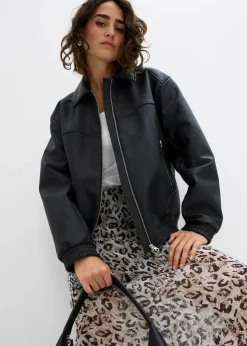 Oversize Lederimitat-Jacke