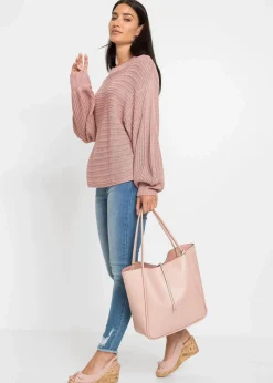 Oversize Lochstrick-Pullover