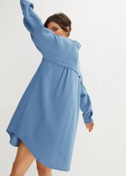 Oversize Musselin-Longbluse