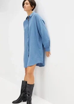 Oversize Musselin-Longbluse