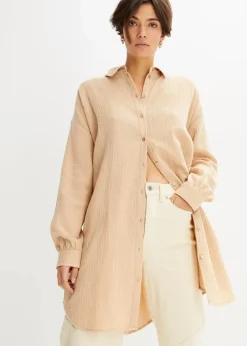 Oversize Musselin-Longbluse