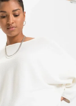 Oversize Ripp-Pullover aus Viskose-Mix